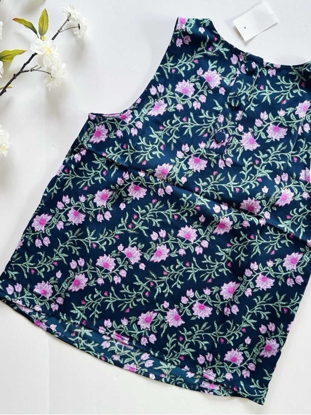 NEW J.Crew Factory Printed Bias Slip Skirt & Top Set Antique Navy Vintage Floral - Picture 8 of 12